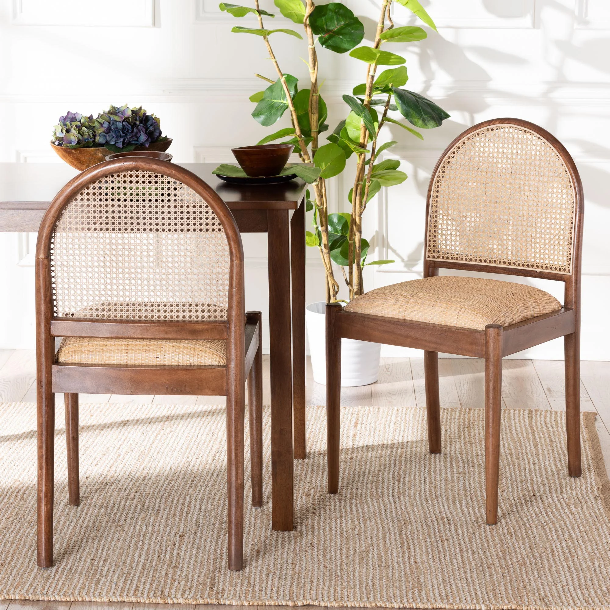 bali & pari Maryland Boho Dining Chair, 2-Piece, Walnut Brown