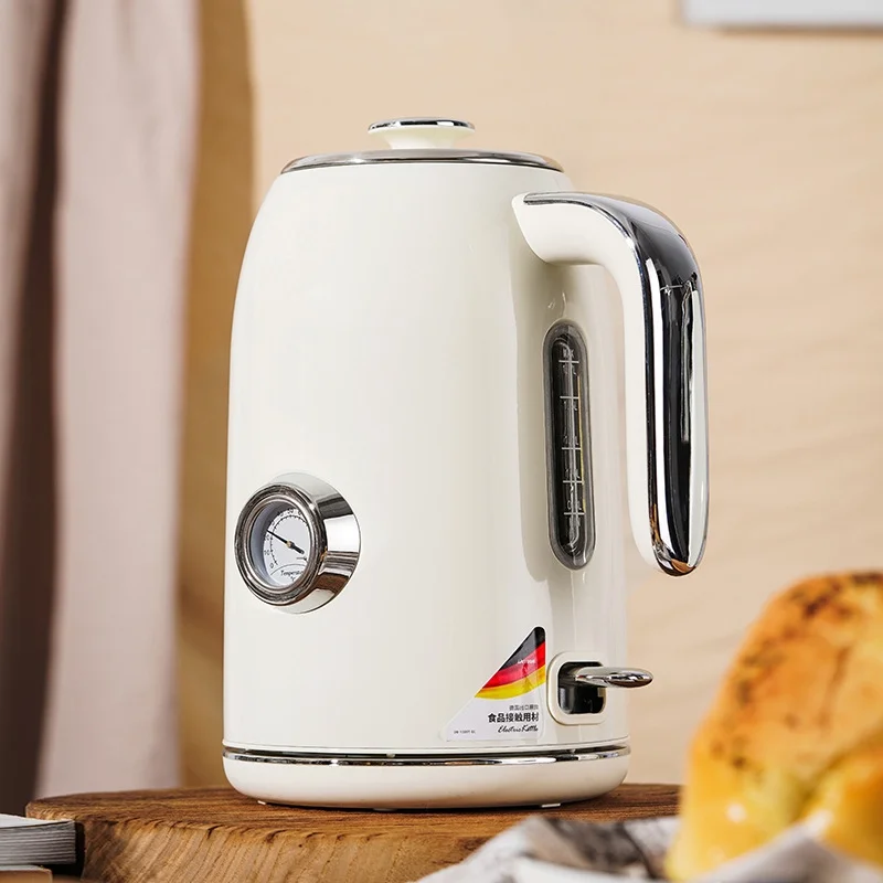 1.7L Stainless Steel Kettle with Temperature Gauge, 1800W Water Boiler with LED Light, Auto Shut-Off and Boil-Dry Protection