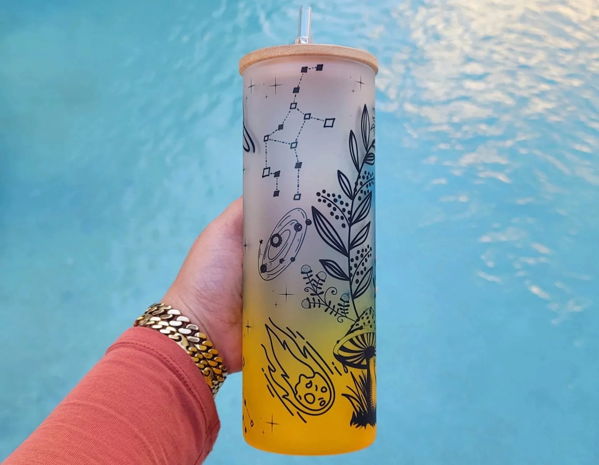 Mushroom Beer Can Glass | Boho Mushroom Coffee Glass | Aesthetic Coffee Glass | 24 oz