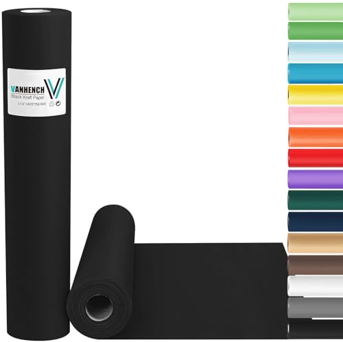 Vanhench Black Wrapping Paper, 17.5