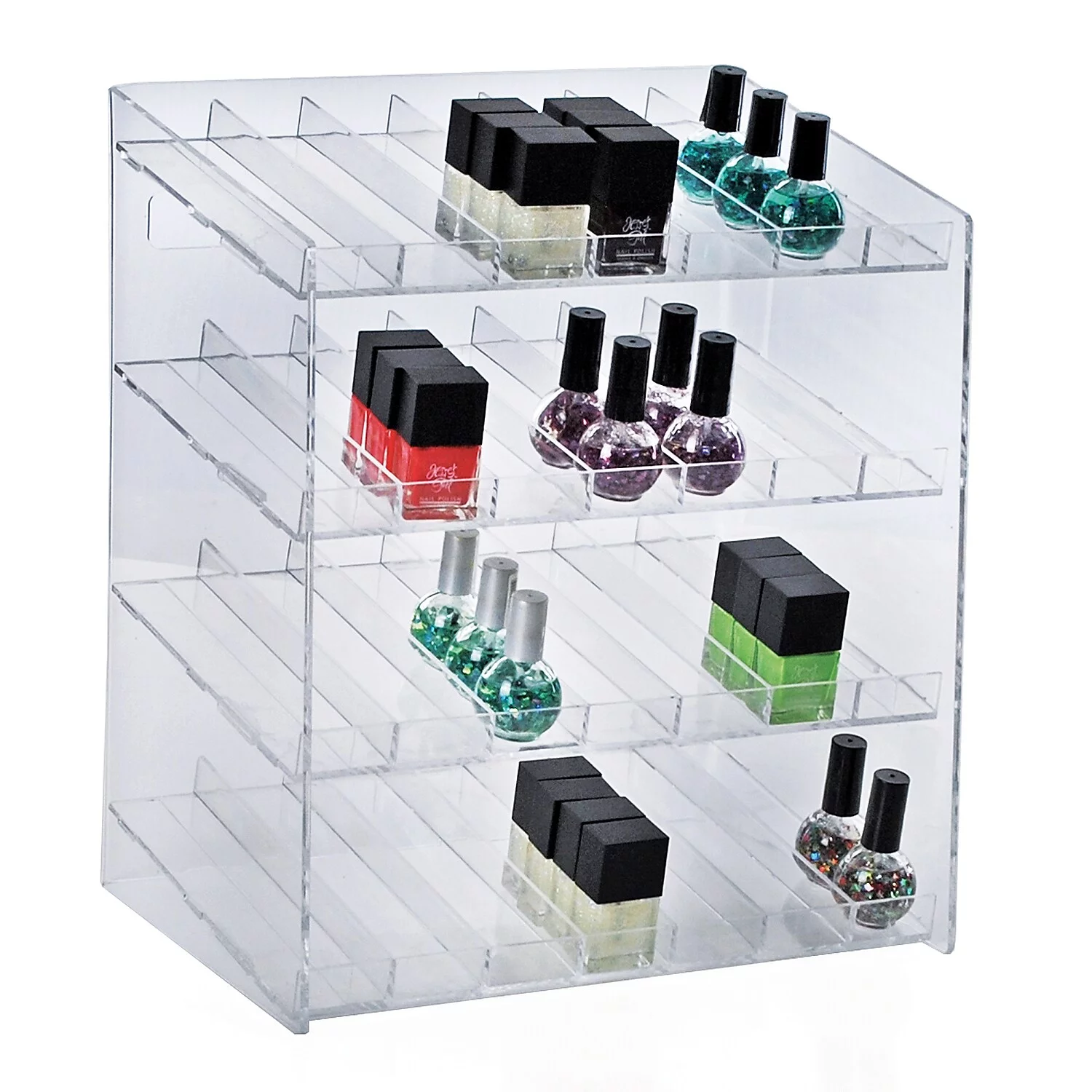 Azar Displays 4-tiered 28 Compartment Pegboard or Slatwall Cosmetic Counter Display 222989