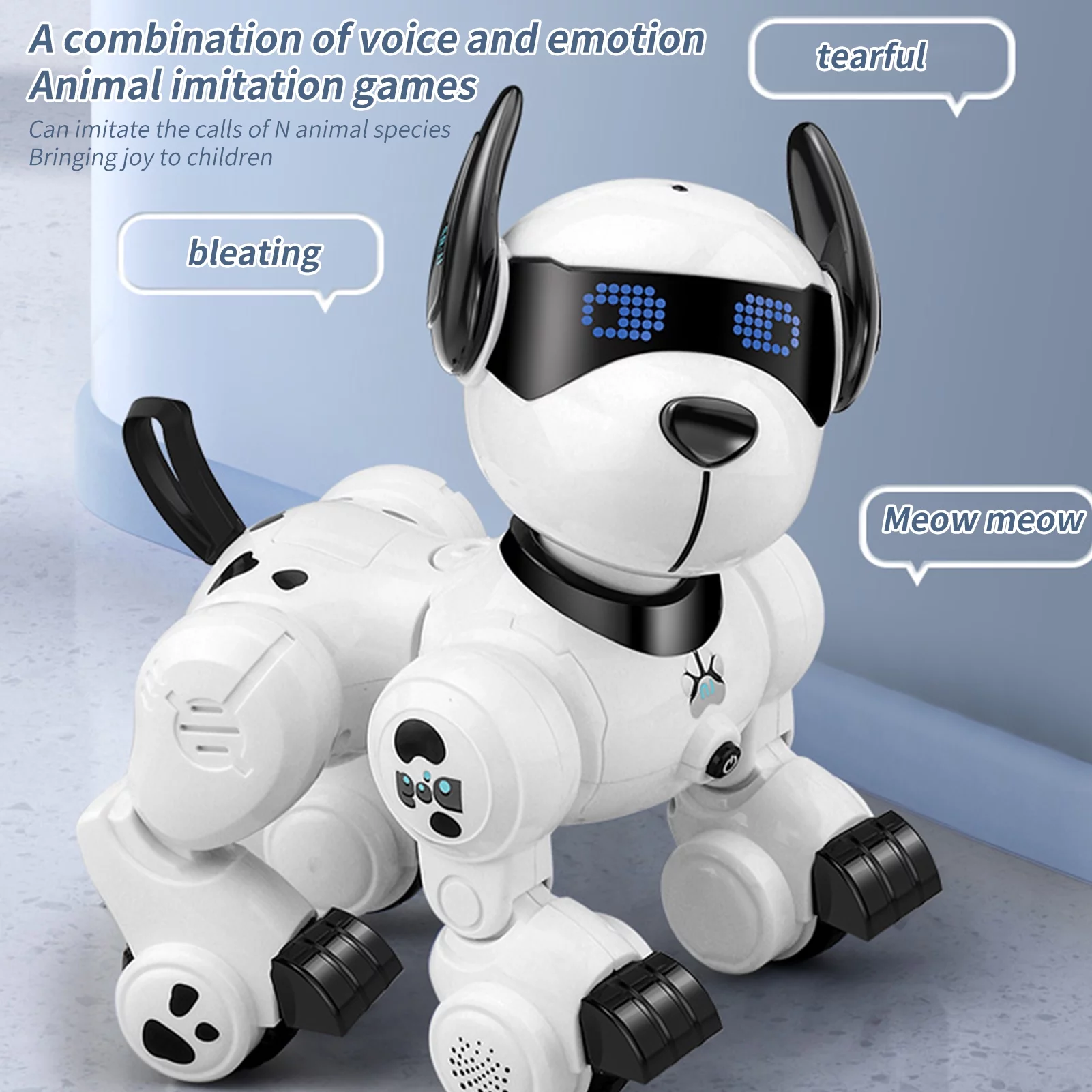 Walmeck Remote Control Programming Smart Dog Robotic Patrol Dog Programmable Remote Control Dog Intelligent Patrol Dog Toy with Function Songs Demonstration Programming Rotating Head
