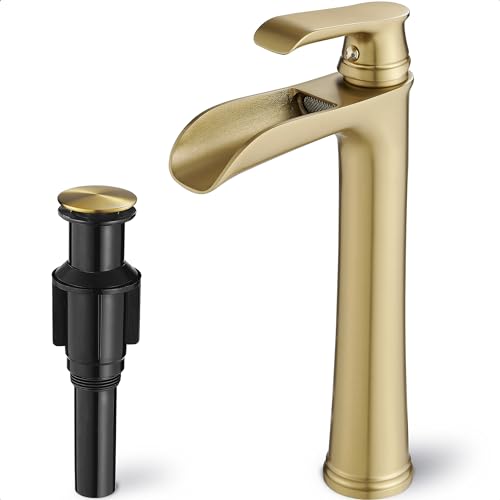 Vintage Oil Rubbed Bronze Waterfall Faucet for Bathroom Sink - Single Handle, 11 Inches Tall, 3-Layer Metal Filter, Anti-rust Brass Body, Easy Installation