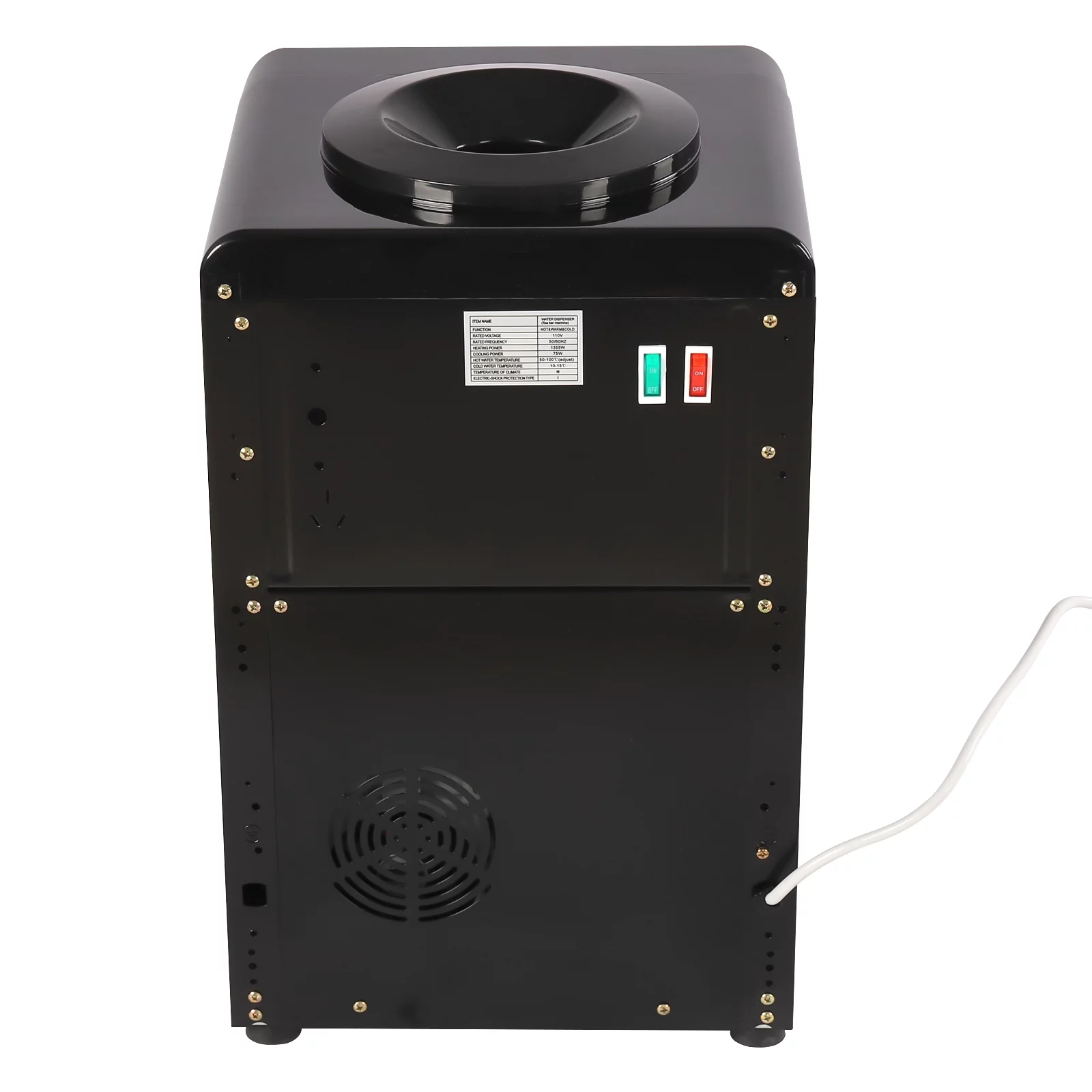 ZhdnBhnos 75W 5 Gallons Desktop Water Cooler Dispenser Countertop Top Loading Drinking Fountain Hot & Cold Water Cooler with Child Safety Lock