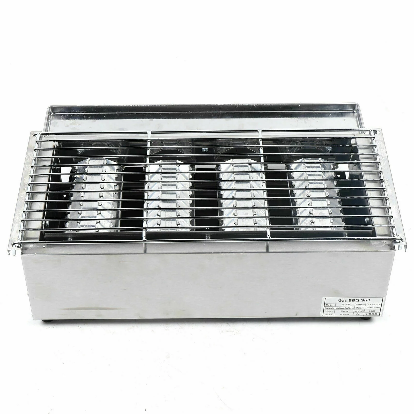 Oukaning 4 Heads LPG Gas Barbecue Grill Oven Natural Gas Commercial Smokeless BBQ Grill