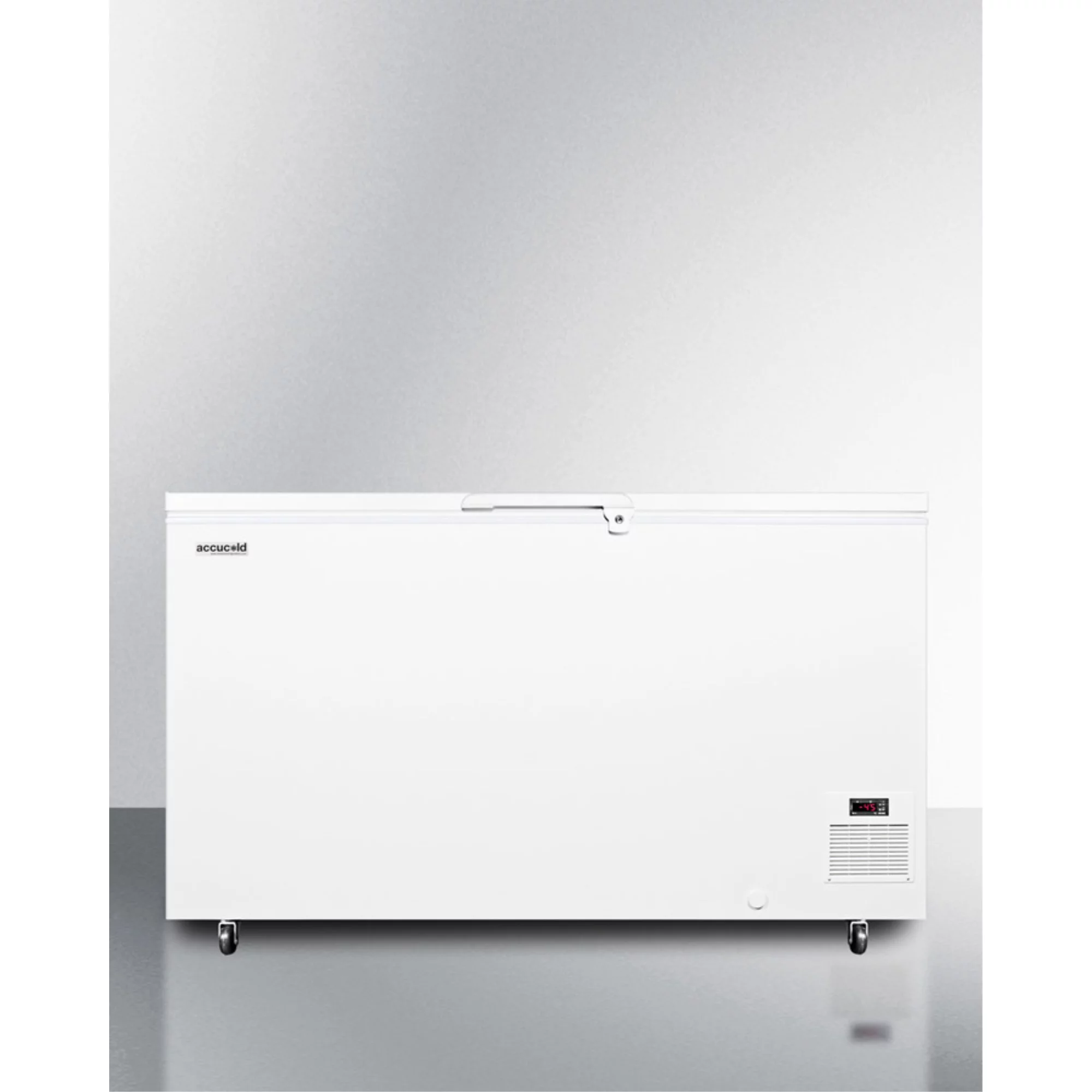 -45 C capable laboratory chest freezer with digital thermostat and 12.8 cu.ft. capacity