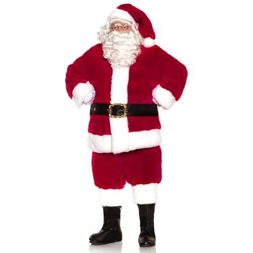 UNDERWRAPS Professional Grade Santa Suit - 11 PIECE Luxurious, Christmas Suit Red Santa Claus Costume, Soft Plush Costume