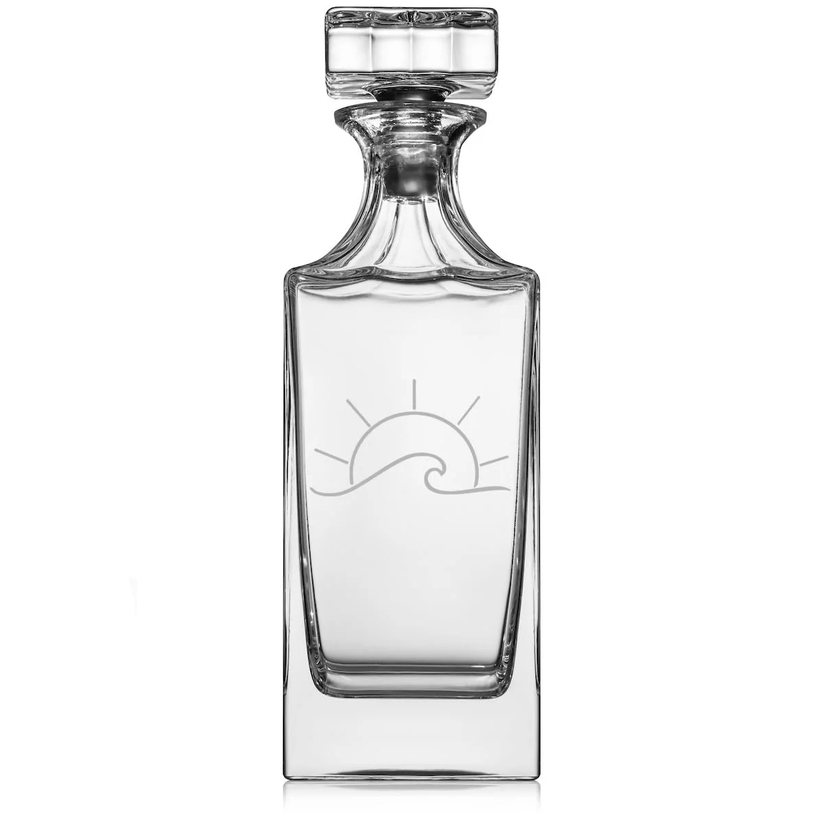 30 oz Glass Whiskey Decanter with Glass Stopper Gift Sun and Wave Summer Beach House Lake House