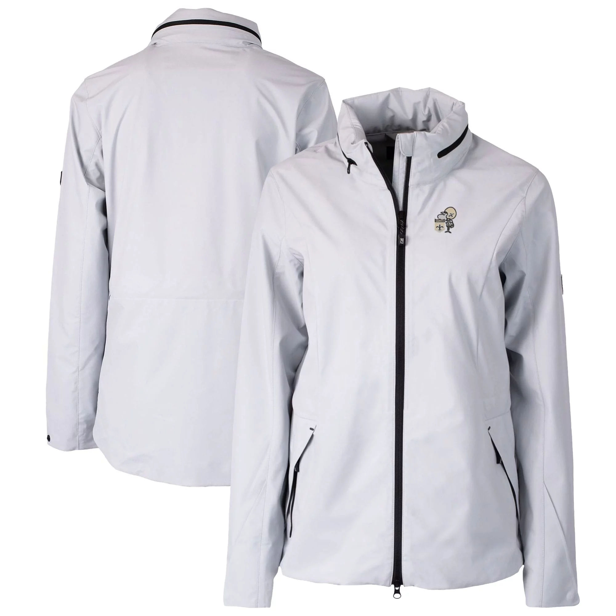 Women's Cutter & Buck Gray New Orleans Saints Throwback Logo Vapor Full-Zip Rain Jacket
