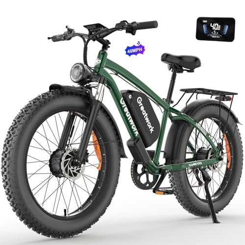 Dual Motor Electric Bike for Adults, 52V 4000/5000W Peak Motor, 40/45MPH, 1300Wh Battery, Up to 100 Miles Range, 26