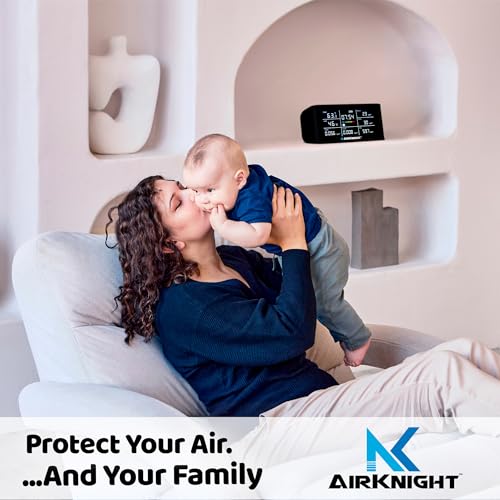 AirKnight Premium Indoor Air Quality Monitor Indoor & Air Quality Sensor. VOC detector, CO2 Monitor, Formaldehyde Detector HCHO, AQI, PM2.5, PM10 Temperature Humidity Air Monitor AQI CO2 Meter Gas Off