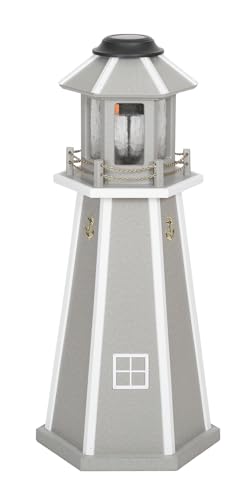 Peaceful Classics Modern Decorative Lighthouse for Garden Décor 3ft/4ft – 5W Poly Solar Lighthouse Lamp for Outdoor Décor, Amish Handcrafted Wood Light House Decoration for Home
