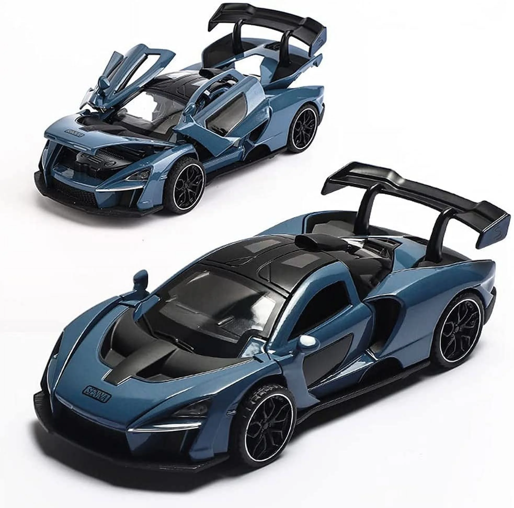 EROCK Die-casting toy car McLaren Senna sports car model zinc alloy simulation throw return 1:32 scale mini electronic super sports car toy with light and music (blue)