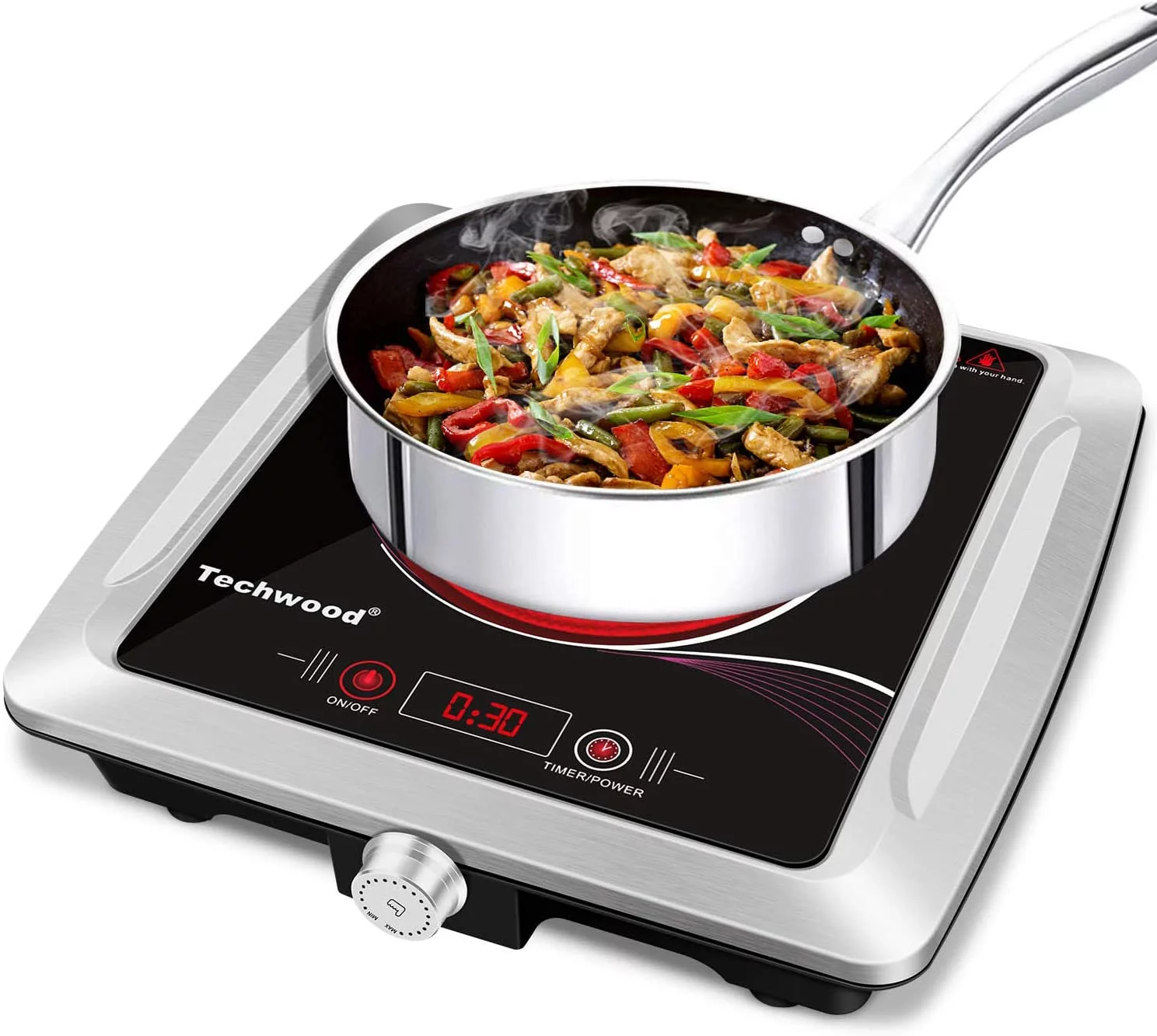 Techwood Hot Plate Electric Stove Single Burner Countertop Infrared Ceramic Cooktop, 1500W Portable Ceramic Glass & Stainless Steel
