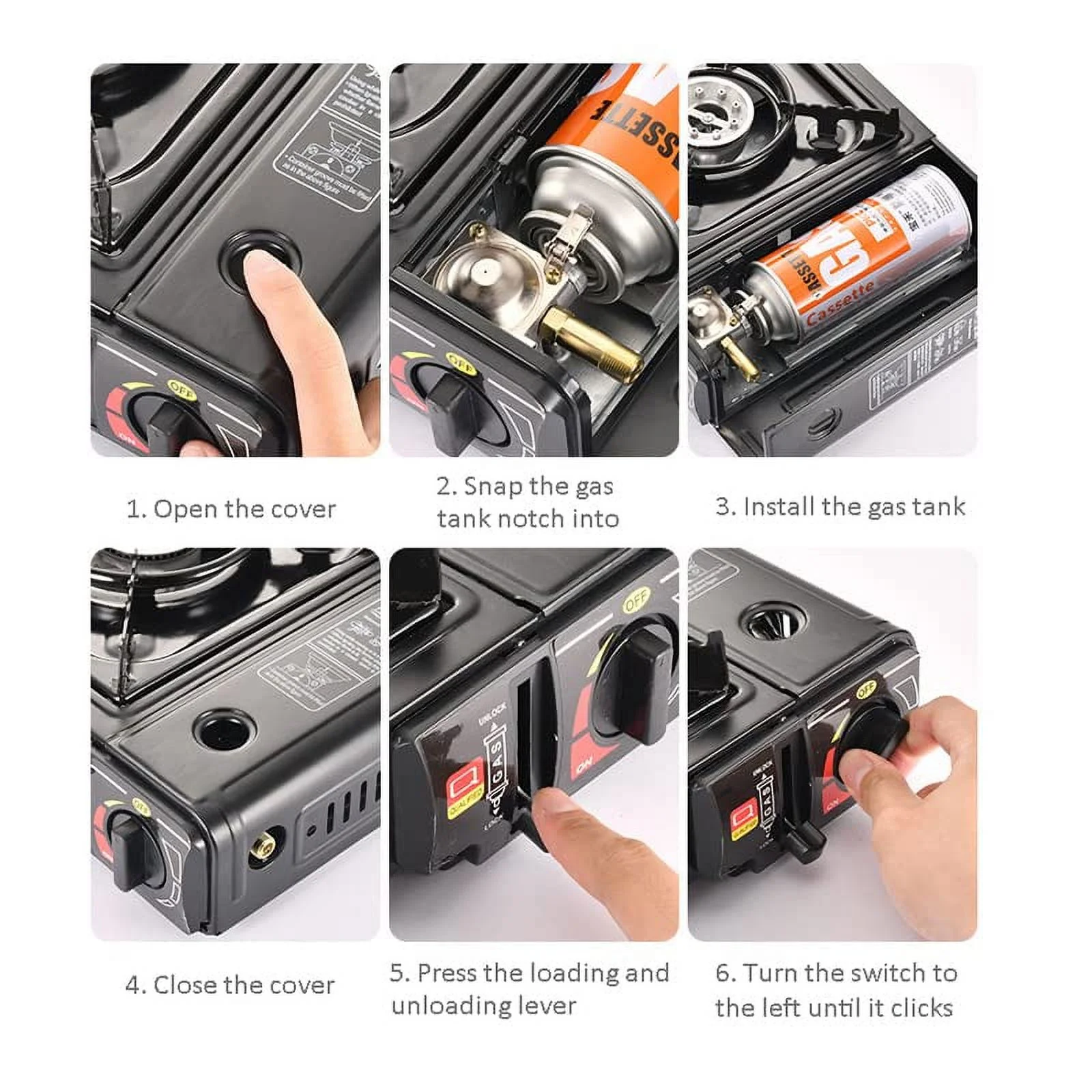 Dual Fuel Portable Gas Stove for Propane & Butane, Camping Stove with Single Burner RV Windproof Picnic Stove for Caravan