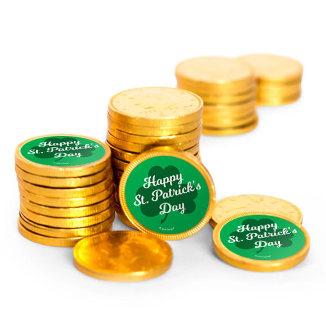 St. Patrick's Day Candy Chocolate Coins with Stickers (84 Pack)