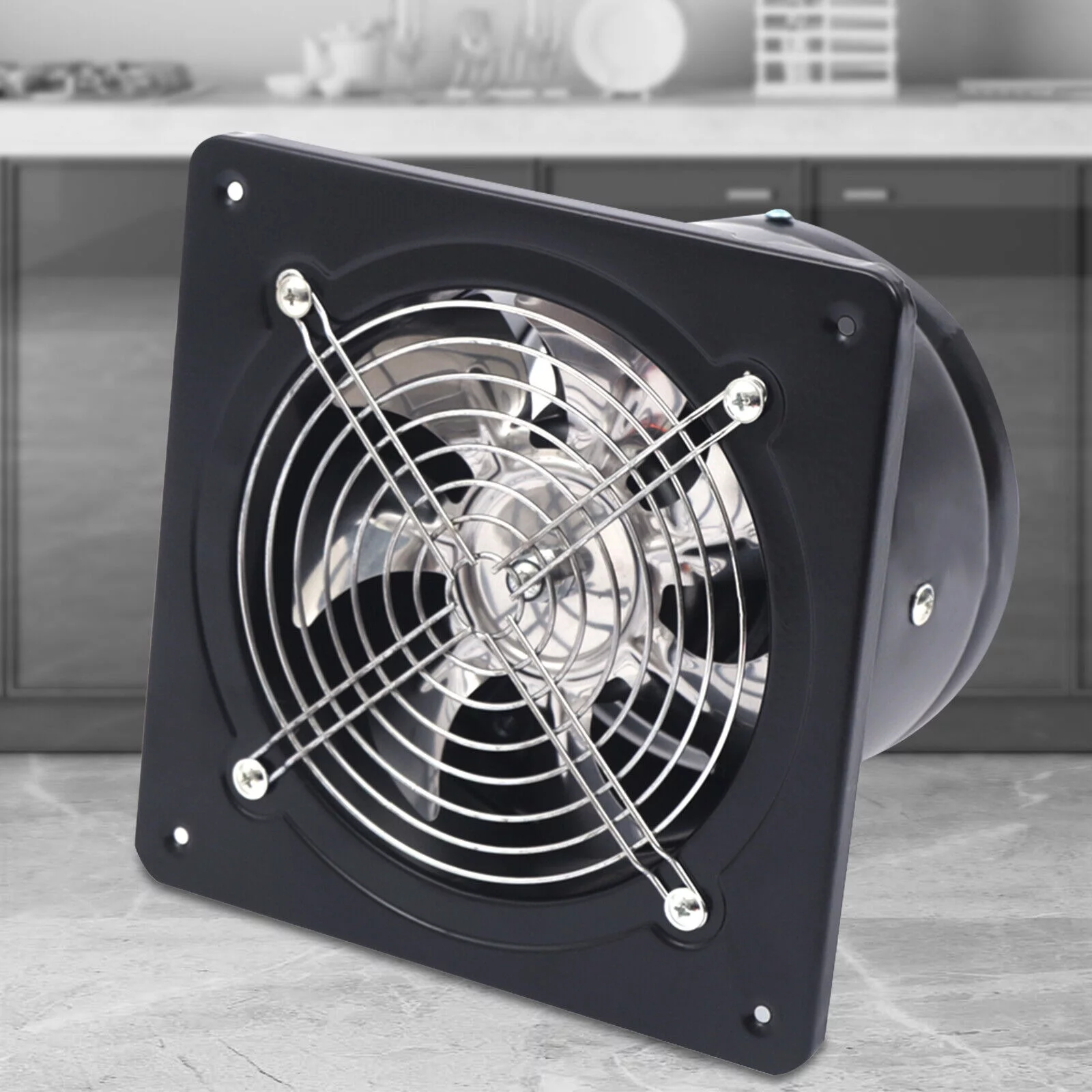 Wall-Mounted Square Blower Ventilation Extractor Fan with 7 Stainless Steel Blade