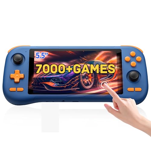 kinhank K56 Retro Handheld Game Console, Support 16000+ Games, Equipped with 128G TF Card, Android 14.0 System, Portable Retro Video Game Console, 5.5 Inch IPS Touch Screen, 2.4G/5G, BT 5.0 (128GB)
