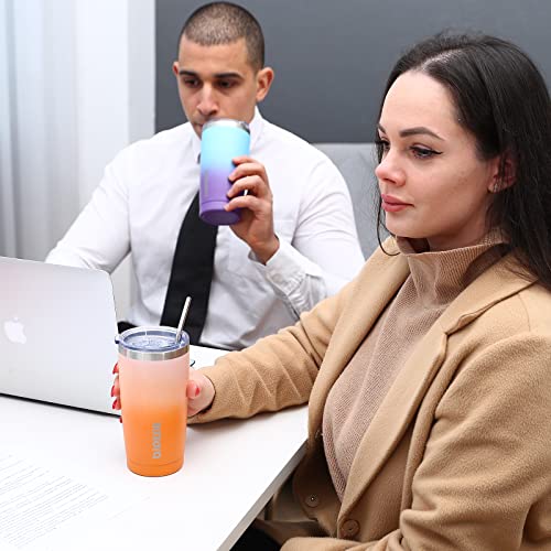 BJPKPK Insulated Tumbler 20 oz Stainless Steel Coffee Travel Thermal Cup With lids And Straws,Light Pink