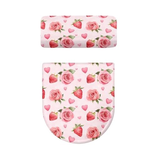 Christmas Bow Bell Toilet Tank Lid Cover and Toilet Seat Lid Cover 2 Pcs Set Toilets Covers with Elastic Cloth Fits Most Toilets Tanks & Lids