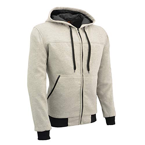 Milwaukee Leather MPM1788 Men's Black CE Approved Armored Riding Hoodie Sweater w/Aramid by DuPont Fibers