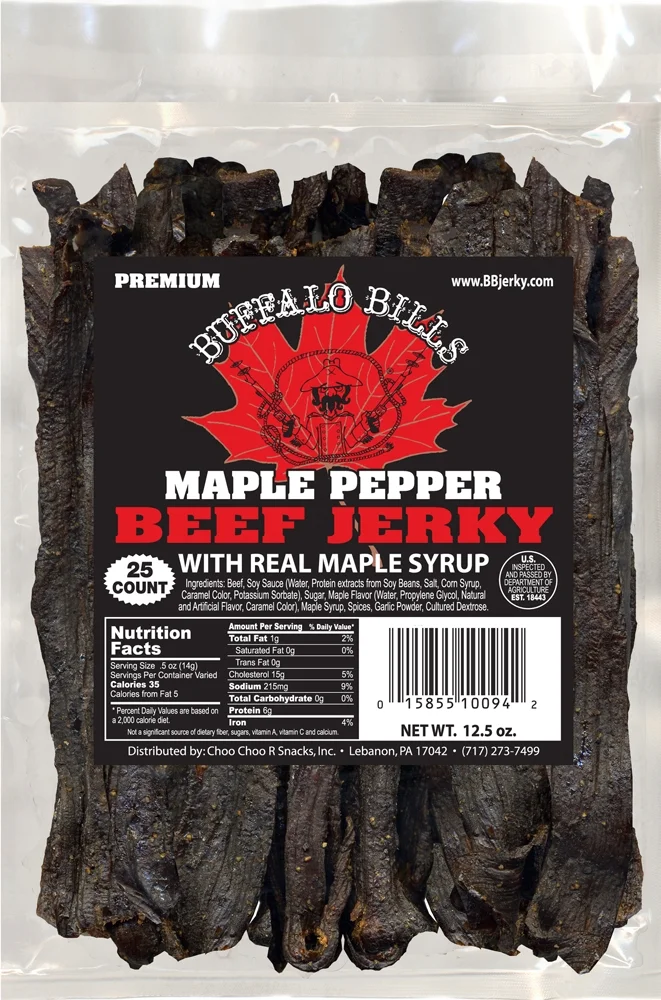 Buffalo Bills 12.5oz Premium Maple Pepper Beef Jerky Strips (25 beef jerky strips per bag)