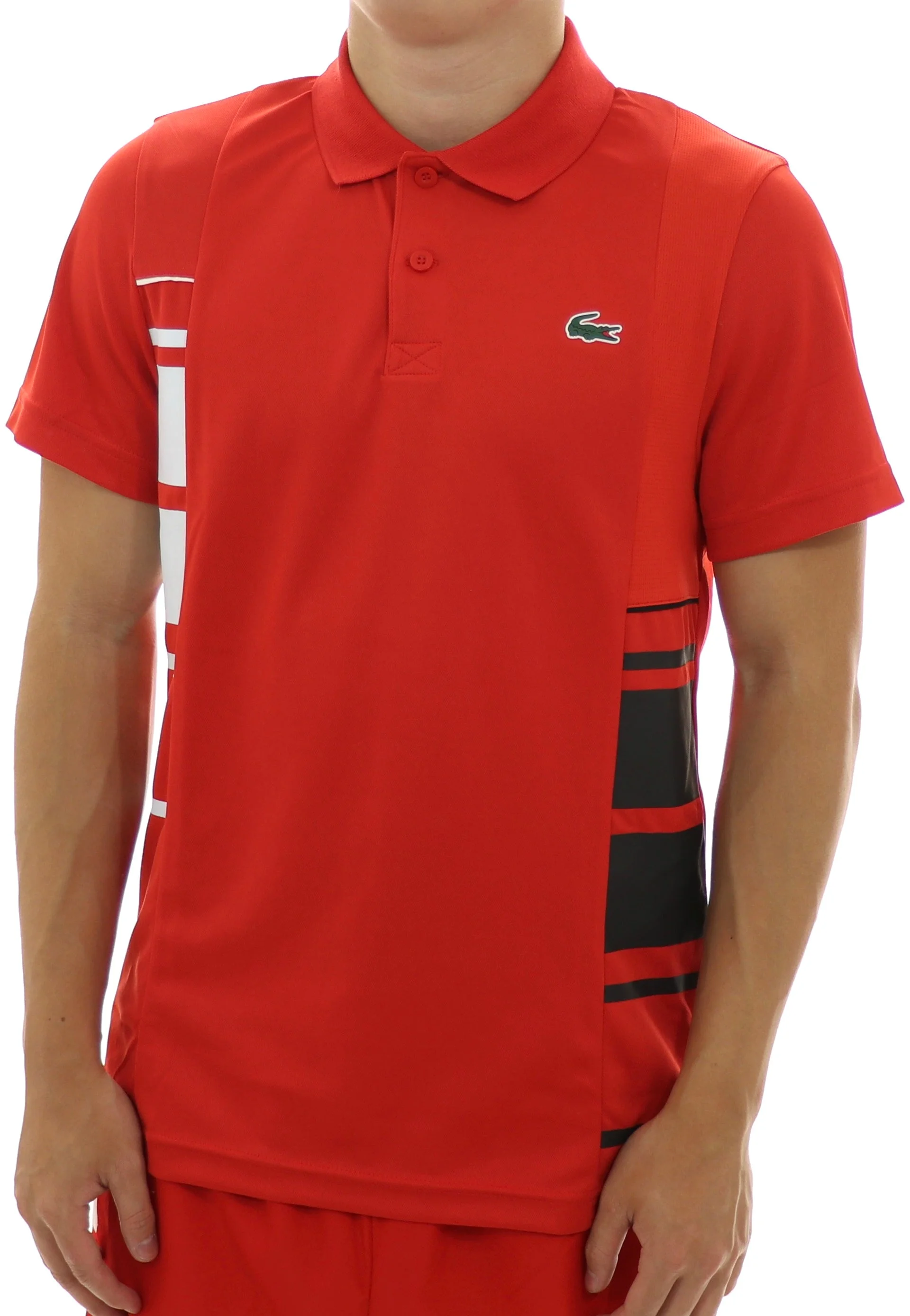 Lacoste Sport Colorblock Pique and Mesh Polo Size: SMALL, Color: RED