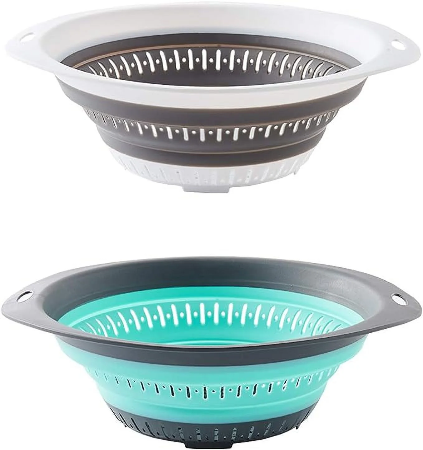 AL FORSAN Collapsible Strainer/Colander(5 Quarts),Set of 2-Piece Food-Grade Silicone Kitchen Filter,Kitchen Folding Strainer for Pasta,Veggies and Fruits,Dishwasher Safe Non-Toxic.