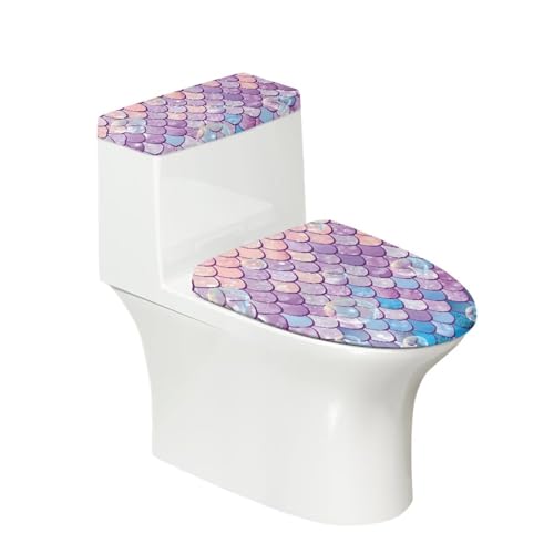 Christmas Bow Bell Toilet Tank Lid Cover and Toilet Seat Lid Cover 2 Pcs Set Toilets Covers with Elastic Cloth Fits Most Toilets Tanks & Lids