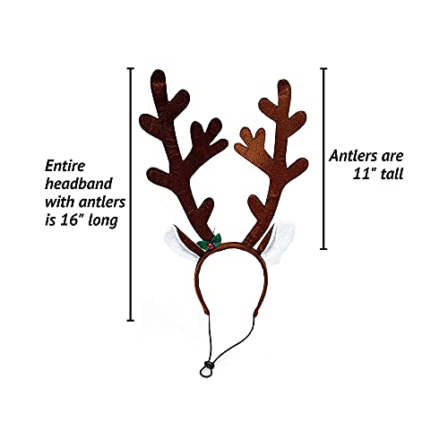 Midlee Brown Reindeer Dog Antlers Headband Pet Christmas Costume - Large