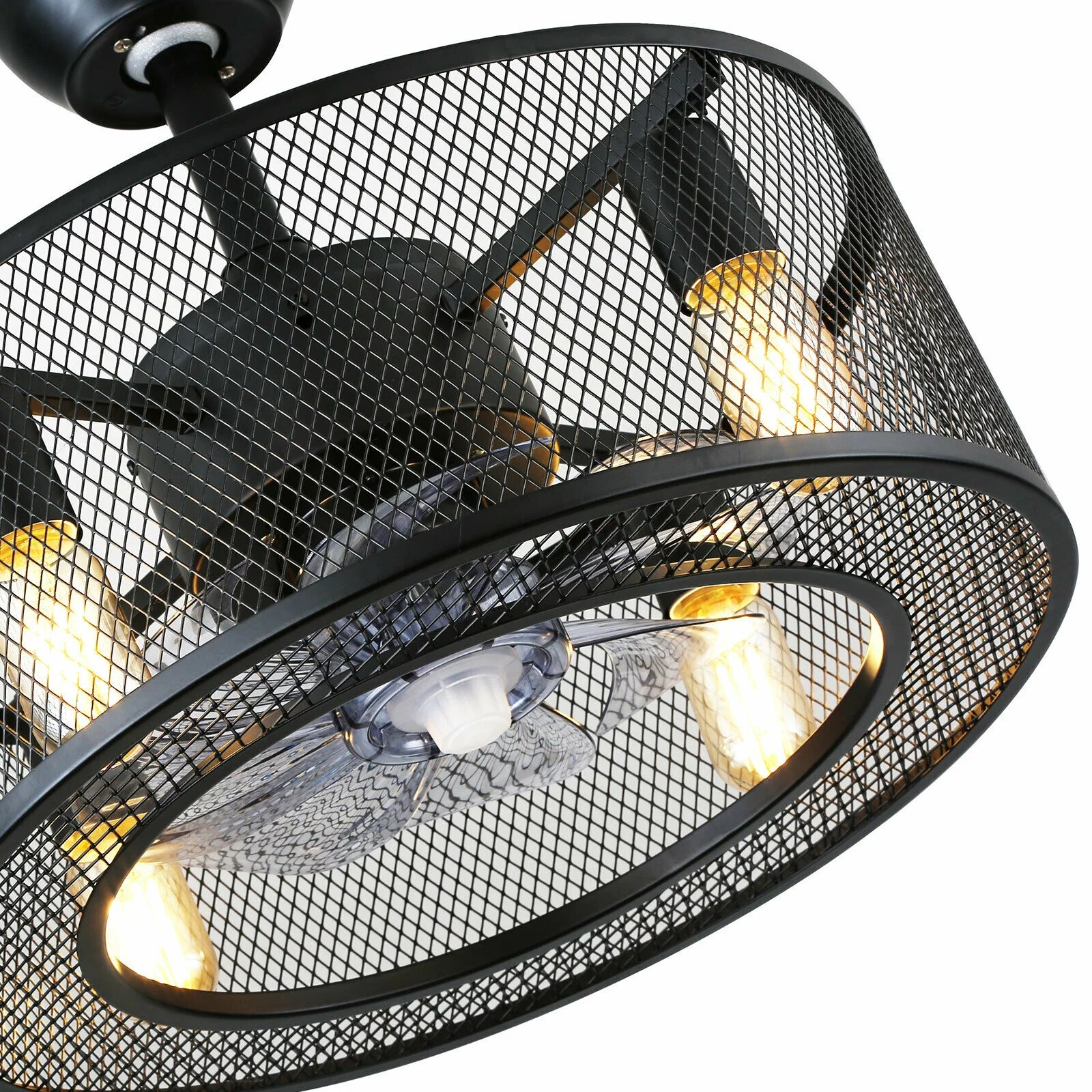 CNCEST Ceiling Fan Light 18In Caged 3 Speeds Industrial Ceiling Fan Lights with Remote