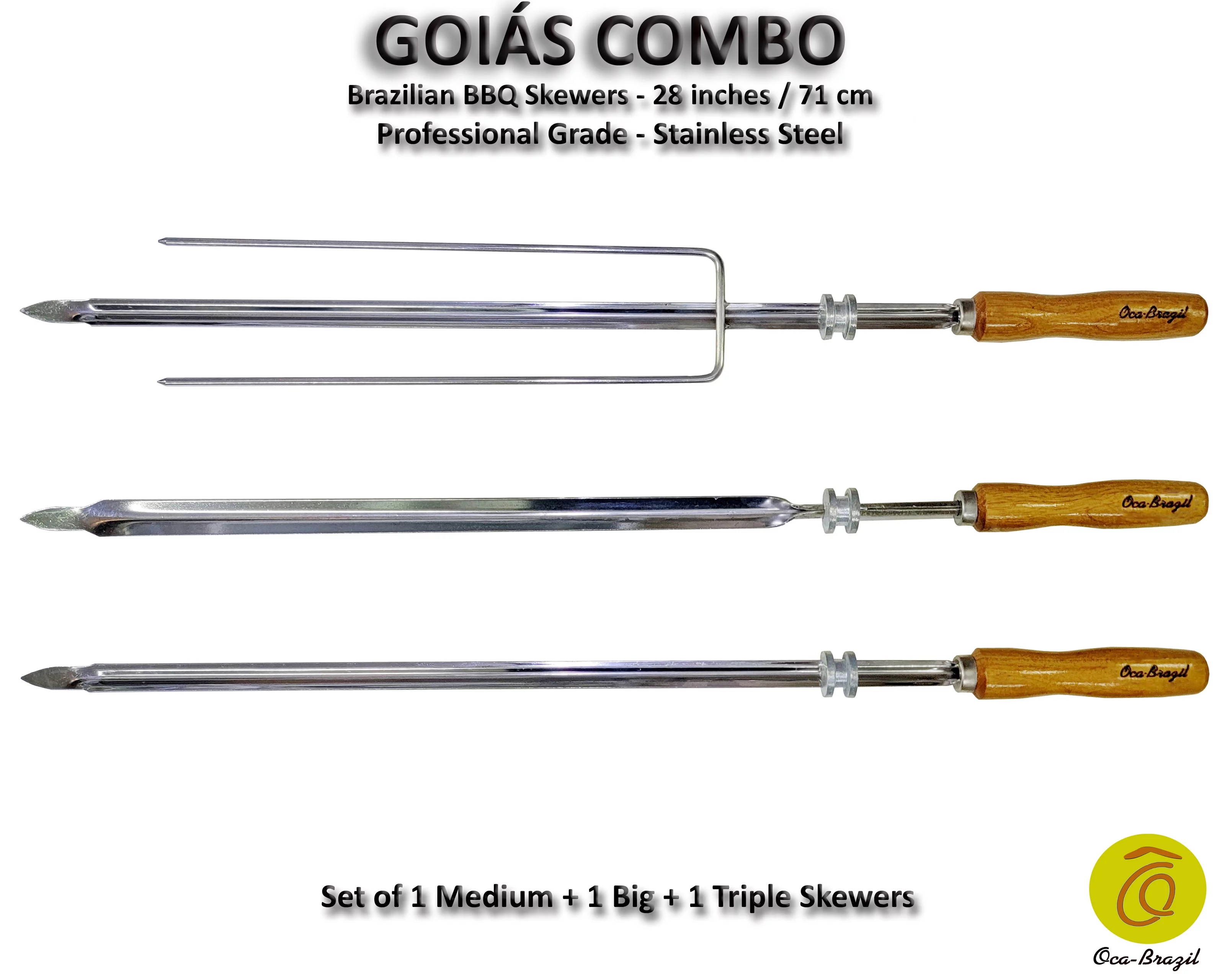 Goias Combo - Set of 3 Brazilian Skewers for BBQ 28