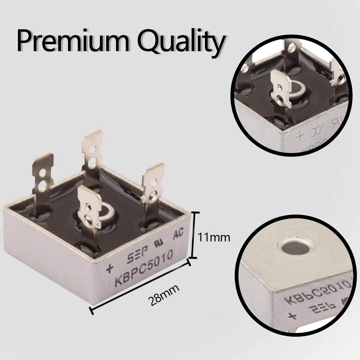 5/10Pcs 1000V 50A Metal Case Single Phase Diode Bridge Rectifier KBPC5010