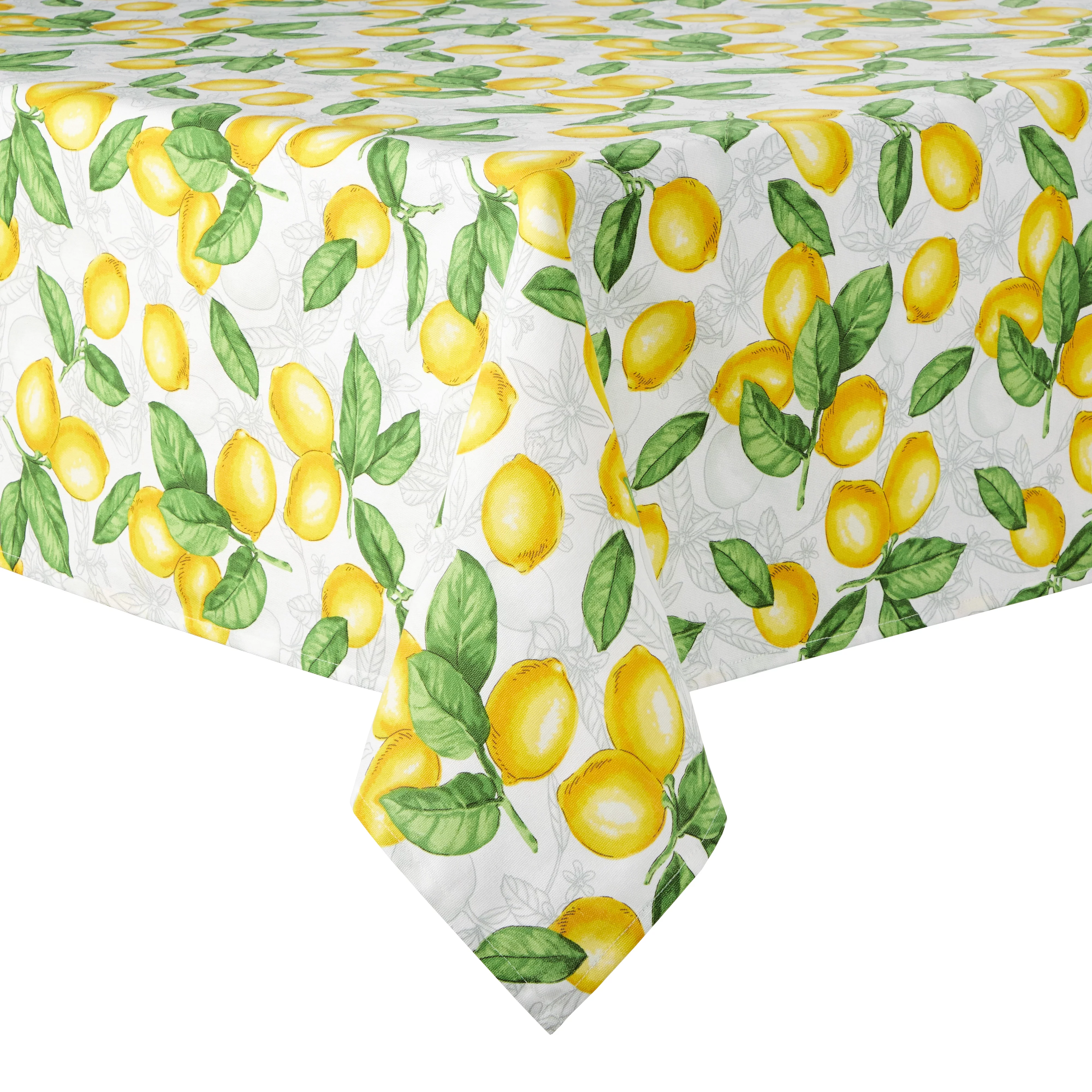Martha Stewart Lots of Lemons Fabric Tablecloth Single Pack, White/Yellow, 60