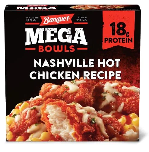 Banquet Mega Bowls Nashville Hot Fried Chicken Frozen Meal, 13 oz - Pack of 8