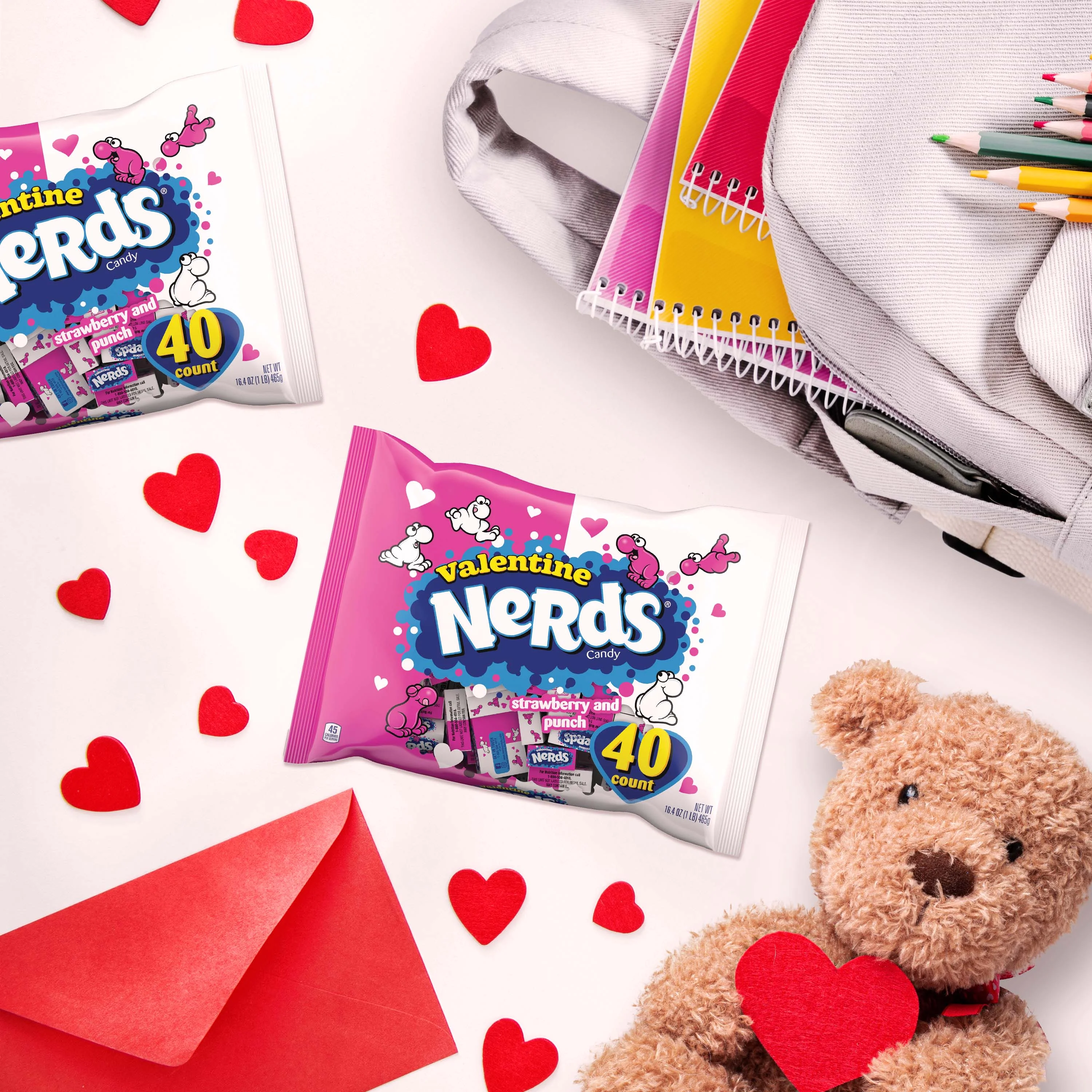 Nerds Valentine's Day Candy, Strawberry and Punch, Friend Exchange, 40