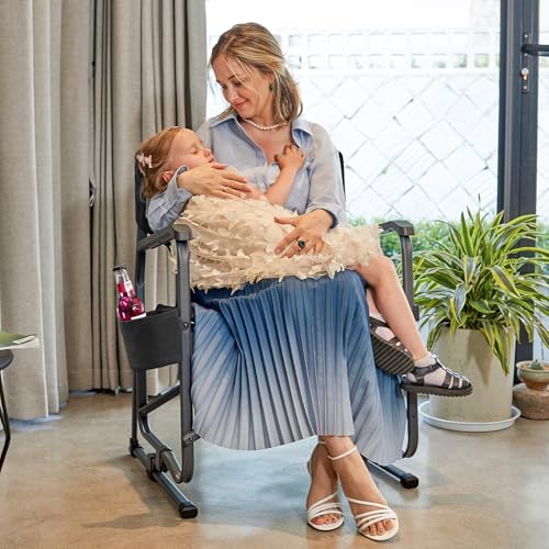 EVER ADVANCED Rocking Chair Outdoor, Quick Set Rocker Camping Chair for Adult, Foldable Rocker Chair Lightweight, Portable Folding Rocker Chair for Patio, Living Room, Balcony, Supports 300 LBS, Black