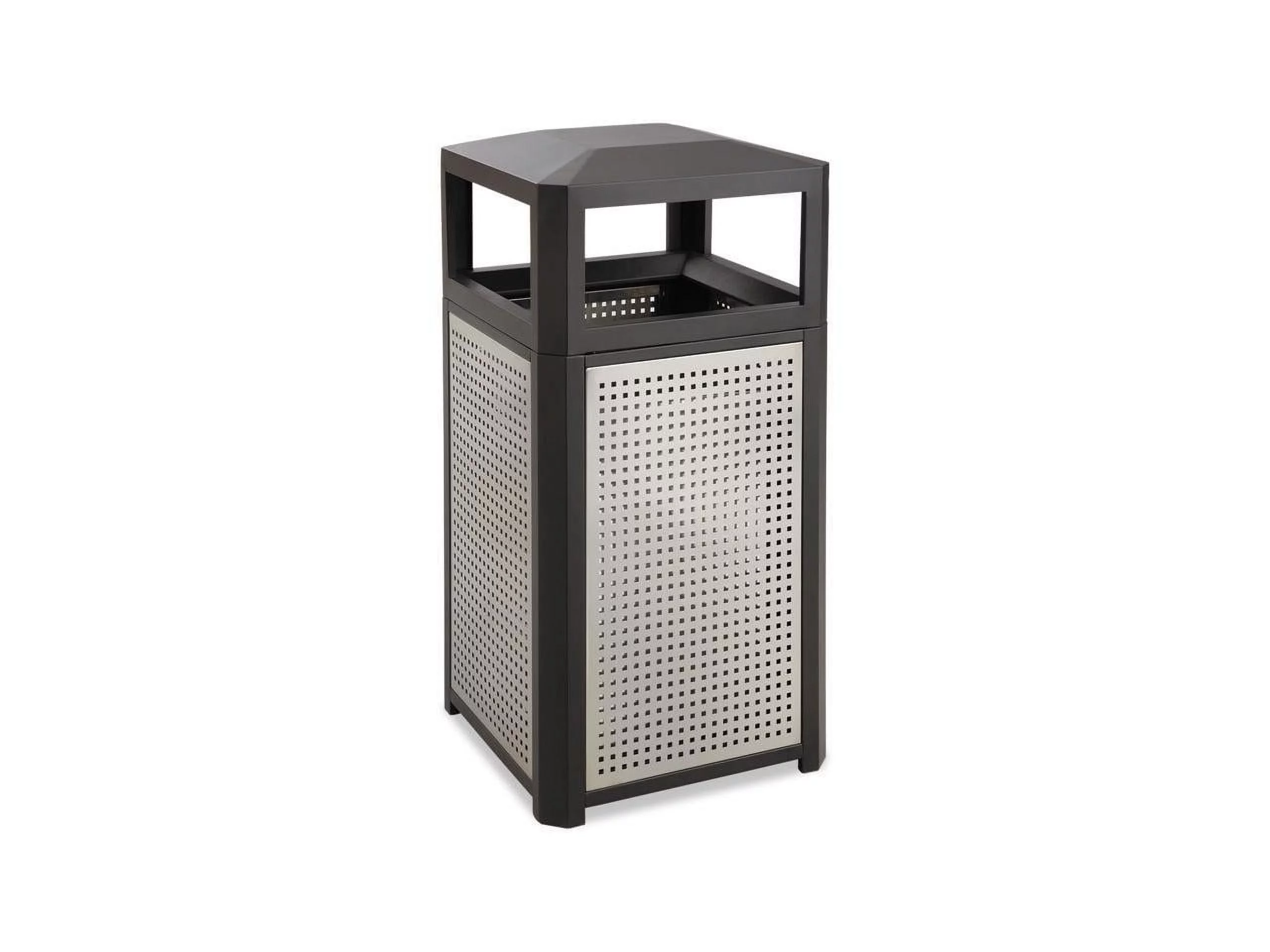 Evos Series Steel Waste Container, 15gal, Black