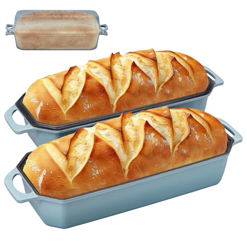 Bread Pan Cast Iron Loaf Pan with Lid Bread Loaf Pan 9x5 Inch Loaf Pan Enameled Cast Iron Sourdough Loaf Pan, DarkCyan