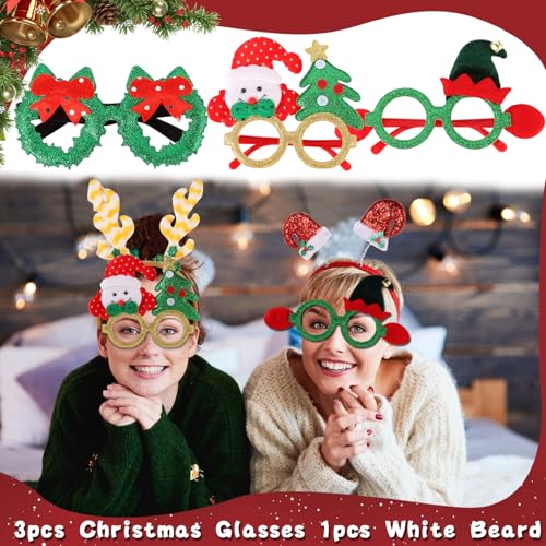 Large Opulent Christmas Photo Booth Props, Xmas Party Supplies, PhotoBooth Props for Xmas, Funny Christmas Hats, Eyeglasses, Headhand, Photo Booth Props for Xmas Party