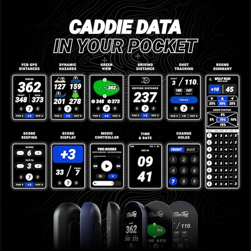 Blue Tees Golf Ringer - Magnetic Golf GPS Handheld, Touch Screen Display, Water Resistant Golf Distance Range Finder, 40,000+ Preloaded Courses, 10+ Hours Battery, Built-in Magnetic Strip