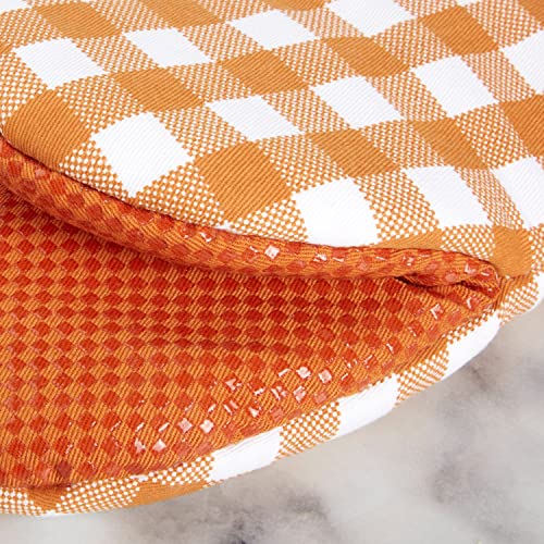 KitchenAid Gingham Cotton Mini Oven Mitt 2-Pack Set, Passion Red, 5.5
