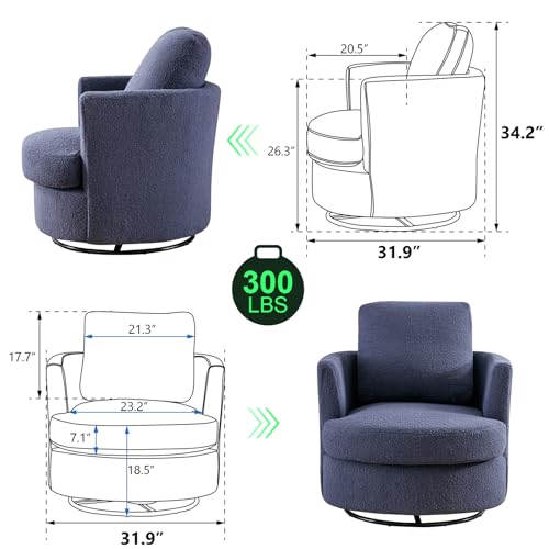 ODUWA Swivel Barrel Chair Set of 2,31.9