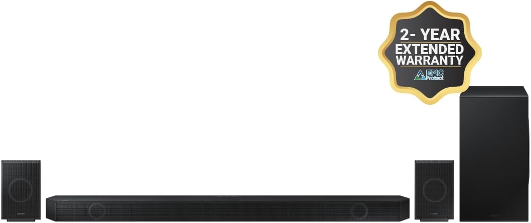 SAMSUNG Q990D 11.1.4ch Soundbar w/Wireless Dolby Atmos Audio, Rear Speaker Included HW-Q990D/ZA (Newest Model 2024) + Plus 2-Year Extended Warranty by Epic