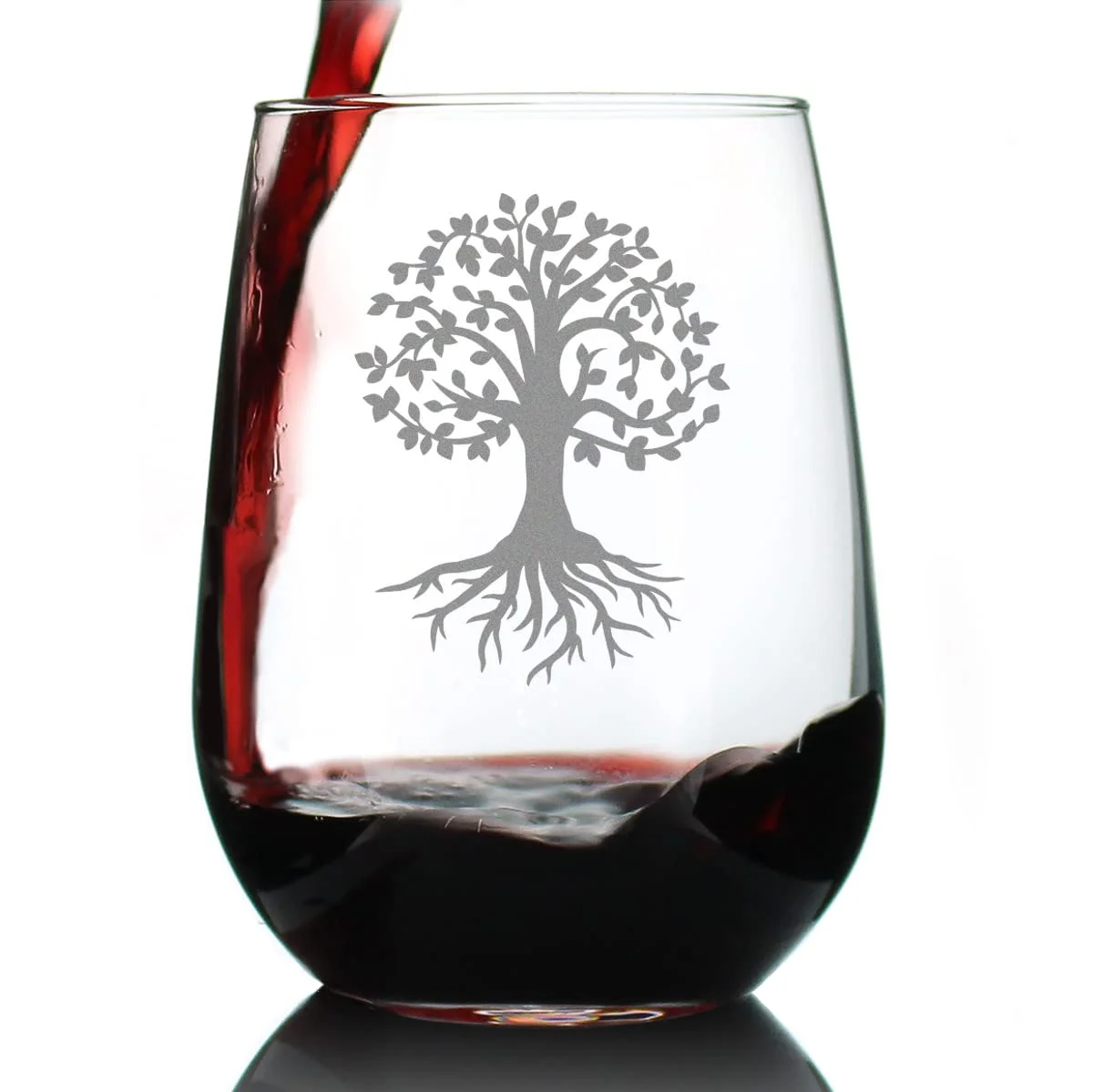 Tree Of Life - Stemless Wine Glass - Cute Family Themed Gifts And Decor - Large 17 Oz Glass