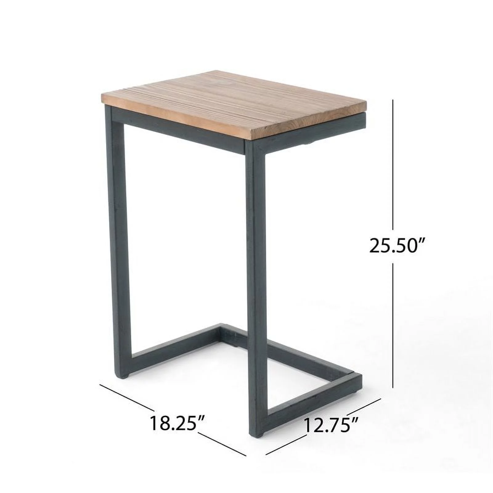 Bowery Hill Modern Firwood C-Shaped Accent Table in Brown and Black
