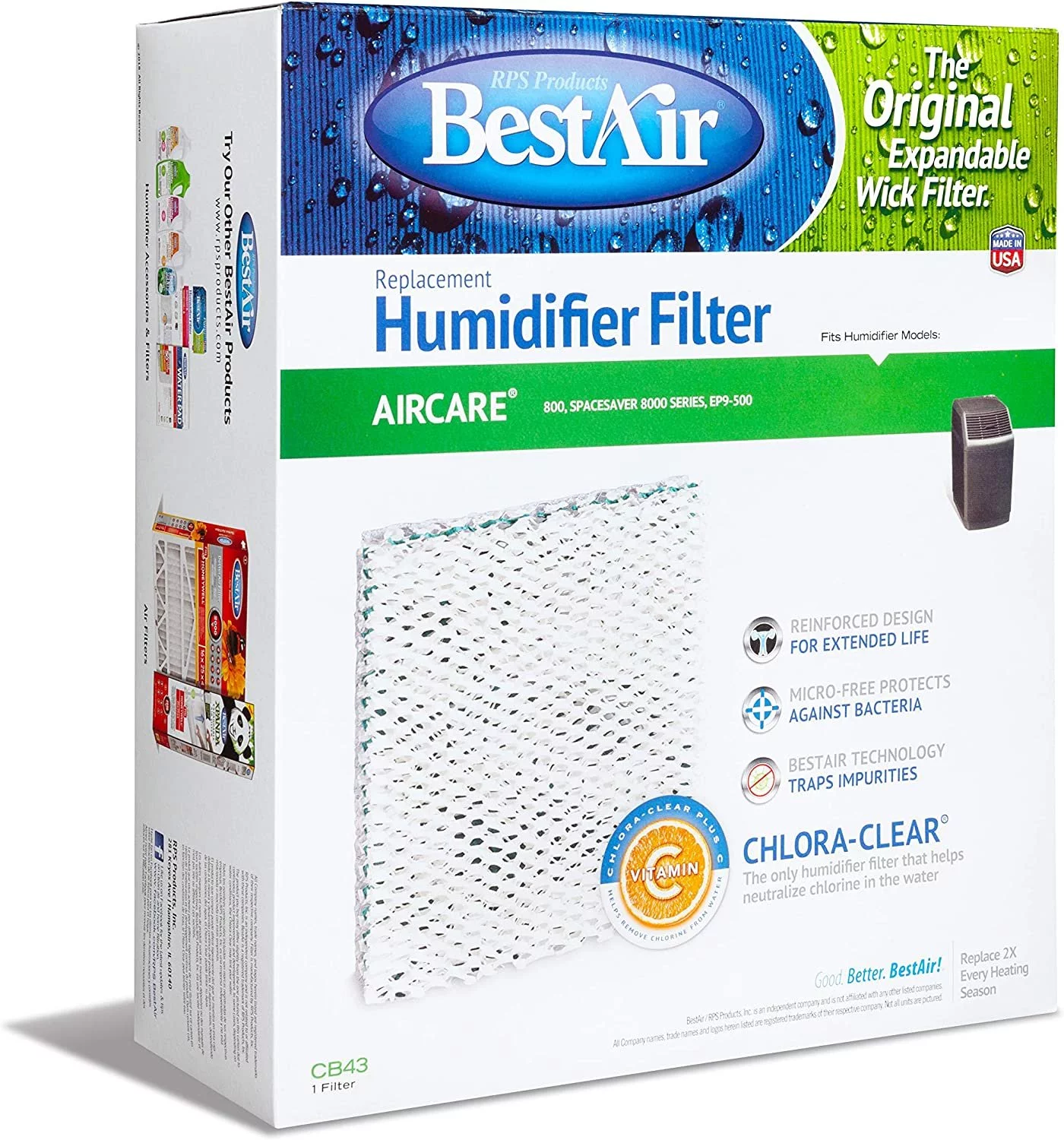 Humidifier Wick Filter Replaces Bemis 1043 Single Pack