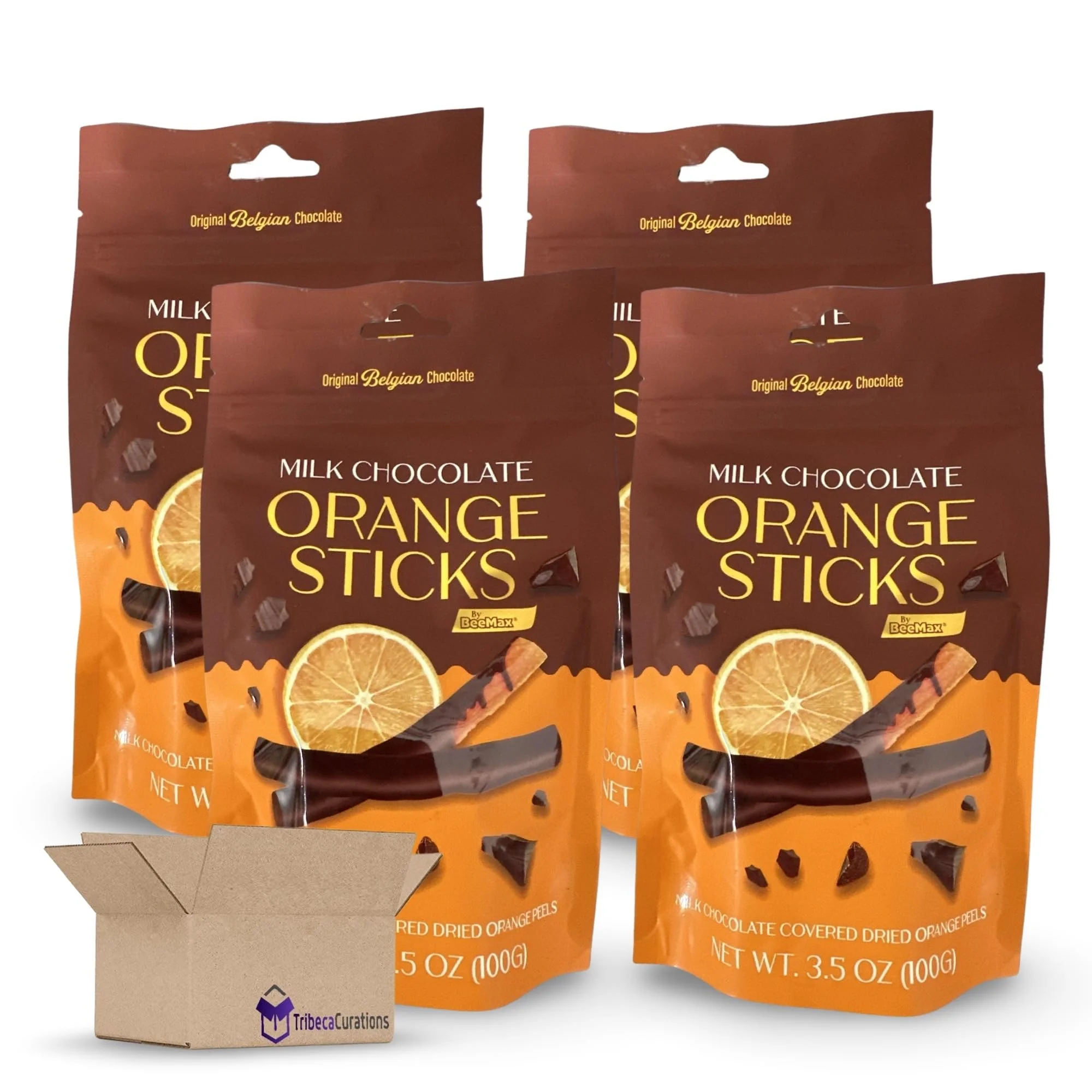Milk Chocolate Orange Sticks Value Pack | Bundled by Tribeca Curations | 3.5 Ounce Bag | Pack of 4
