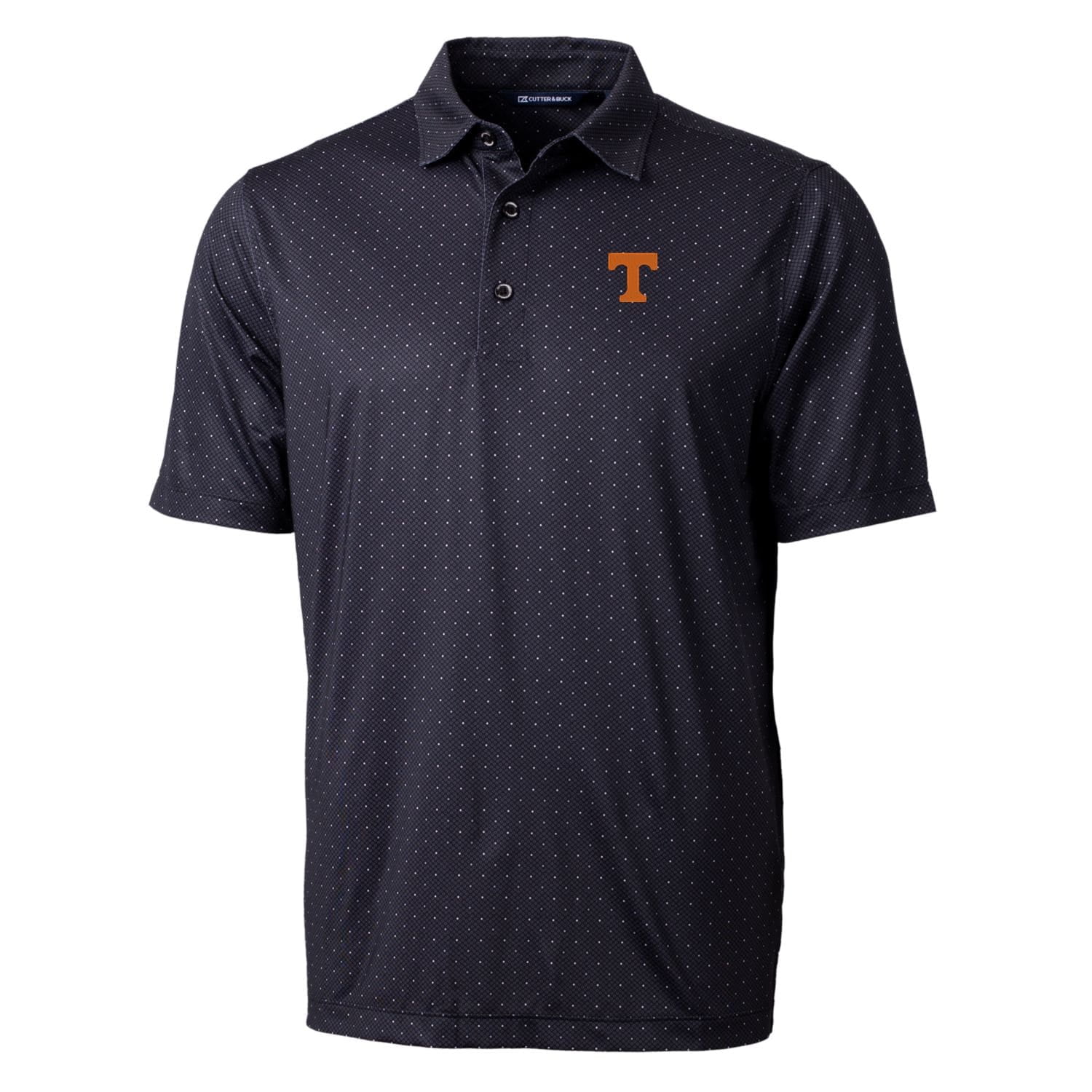 Men's Cutter & Buck Black Tennessee Volunteers Pike Double Dot Print Stretch Polo