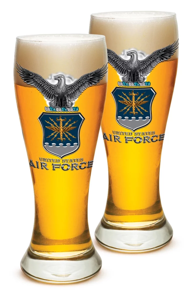 Pilsner US Air Force Gifts for Men or Women – USAF Beer Glassware – Air Force USAF Missle Barware Glass - Set of 2 (23 Oz)